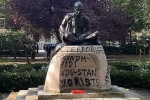 Mahatma Gandhi Statue in London latest, Mahatma Gandhi Statue in London latest, iconic gandhi statue vandalised near london university, London