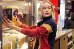 captain marvel in AMC Theaters, captain marvel in AMC Theaters, captain marvel star brie larson surprises her fans in amc theaters by serving popcorn, Captain marvel